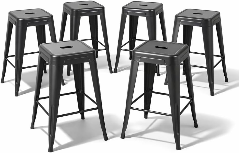 Home Bar Seating - مجموعة من 6 كراسي بار معدنية