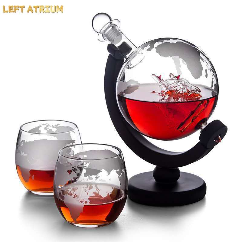 Decanter Globe Set - قارورة زجاجية على شكل كرة، طقم