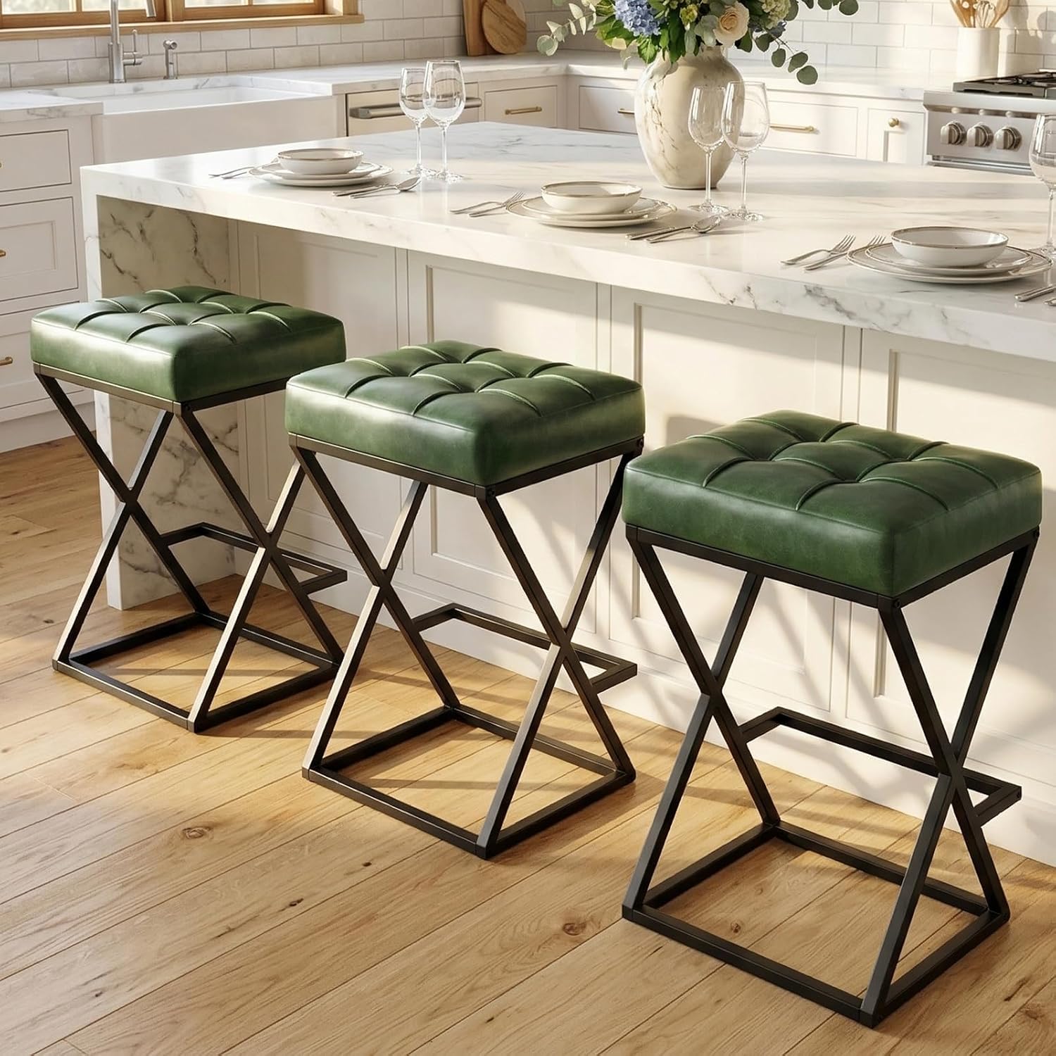 Home Bar Seating - مجموعة من 3 كراسي بار دوارة