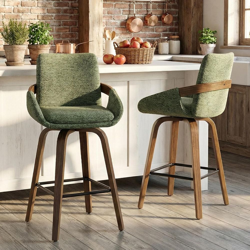 Home Bar Seating - مجموعة من كرسيين بار دوارين مقاس